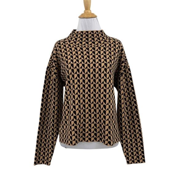 Maeve Sweater Womens M Medium Black Latte the Carys Mock Neck Softly Structured - Picture 1 of 14
